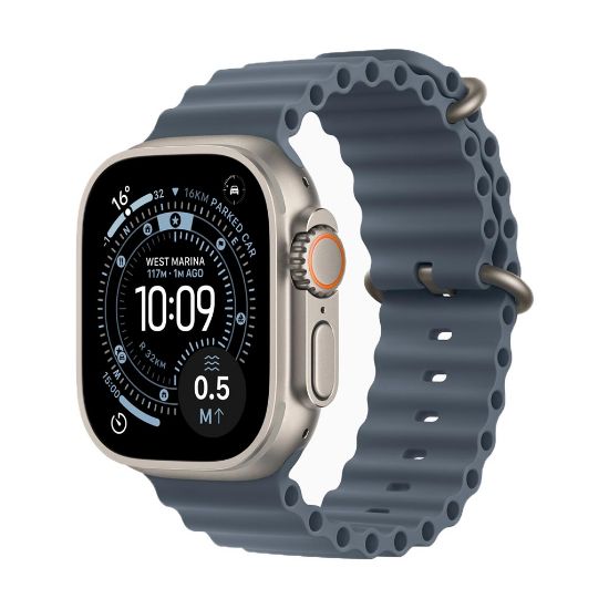 Billede af (New) Apple Watch Ultra 3 GPS + Cellular 49mm Natural Titanium Case with Anchor Blue Ocean Band