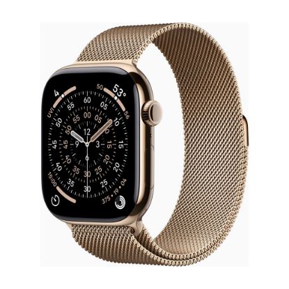 Billede af Apple Watch Series 11 GPS + Cellular 46mm Gold Titanium Case with Gold Milanese Loop - M/L