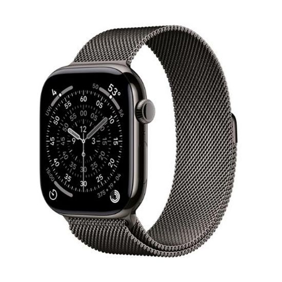 Billede af (New) Apple Watch Series 11 GPS + Cellular 46mm Slate Titanium Case with Slate Milanese Loop - M/L